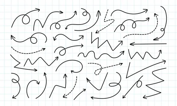 Basit çizgiler, çeşitli stillerde çizilmiş siyah oklar. Basit el yapımı siyah oklar. El yapımı kavisli, karalamalı ve zikzaklı ok koleksiyonu. Siyah renkte yönsel çizgiler.