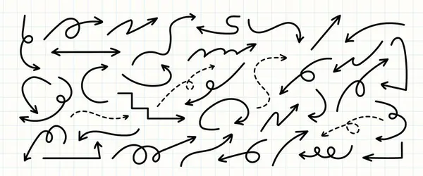 Basit çizgiler dizisi el çizimi siyah oklar çeşitli stilde. Basit bir el çizimi siyah oklar. Basit çizgiler siyah oklar çiziyor. Çeşitli basit satır ok koleksiyonu. Basit siyah çizgiler.