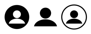 Kullanıcı profili simgesi set vektörü, kullanıcı simgesi siyah yuvarlak şekil, dış hat ve düz biçim. Sosyal medya profil resmi sembolü, web ve uygulama için kullanıcı hesabı DP imzası, şeffaf PNG, vektör illüstrasyonu.