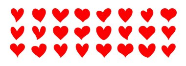 Kırmızı kalp ikonları vektör belirler, karalama kalp şekli, kalp aşk işaretleri elle çizilir. Kalp aşk illüstrasyonu izole ikonlar, sevgililer günü, aşk sembolü, şeffaf PNG, vektör illüstrasyonu.