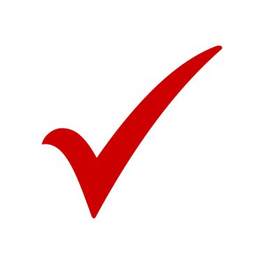 Kırmızı işaretleme simgesi, kırmızı renkte tik vektör sembolü, el çizimi biçiminde onaylanmış sembol, basit işaretli işaret, doğru seçim izole sembol