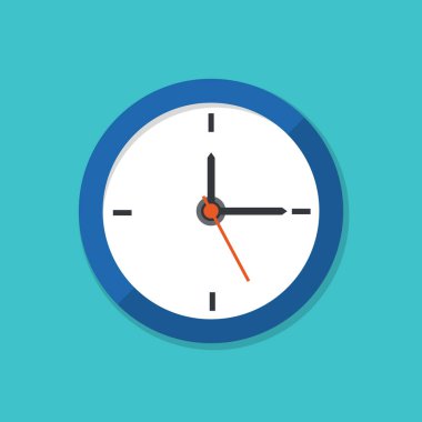 Duvar saati ikonu vektörü, saat yüz tasarımı düz stil, saat işareti, zamanlayıcı izole edilmiş sembol, ofis saati klipsi sanatı, web, uygulama ve yaratıcı projeler için iş simgesi konsepti. Vektör illüstrasyonu.