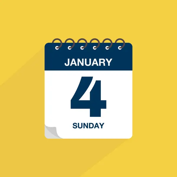 4 Ocak tarihli günlük takvim. Takvim simgesi vektörü. Olay takvimi anımsatıcı, iş toplantısı takvimi tarih işareti, son tarih şablonu, randevu tarihi sembolü, sayfa takvim planlayıcısı imzası.