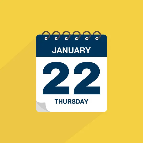 22 Ocak tarihli günlük takvim. Takvim simgesi vektörü. Olay takvimi anımsatıcı, iş toplantısı takvimi tarih işareti, son tarih şablonu, randevu tarihi sembolü, sayfa takvim planlayıcısı imzası.
