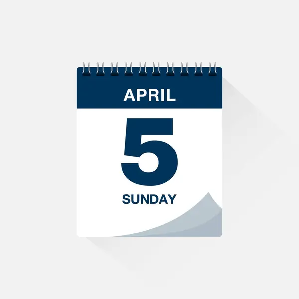 5 Nisan tarihli günlük takvim. Takvim simgesi vektörü. Olay takvimi anımsatıcı, iş toplantısı takvimi tarih işareti, son tarih şablonu, randevu tarihi sembolü, sayfa takvim planlayıcısı imzası.