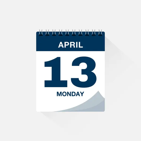 13 Nisan tarihli günlük takvim. Takvim simgesi vektörü. Olay takvimi anımsatıcı, iş toplantısı takvimi tarih işareti, son tarih şablonu, randevu tarihi sembolü, sayfa takvim planlayıcısı imzası.
