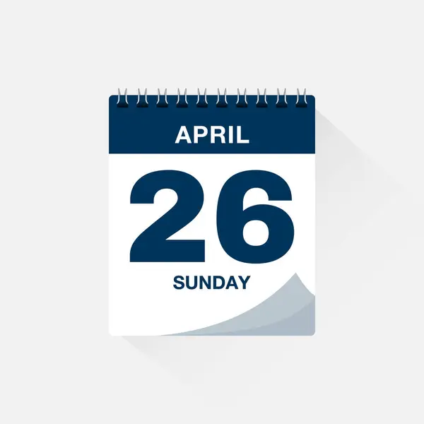 26 Nisan tarihli günlük takvim. Takvim simgesi vektörü. Olay takvimi anımsatıcı, iş toplantısı takvimi tarih işareti, son tarih şablonu, randevu tarihi sembolü, sayfa takvim planlayıcısı imzası.