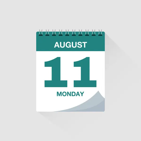 11 Ağustos tarihli gündüz takvimi. Takvim simgesi vektörü. Olay takvimi anımsatıcı, iş toplantısı düzenleyici, son teslim tarihi şablonu, randevu tarihi sembolü, sayfa takvim planlayıcısı imzası.