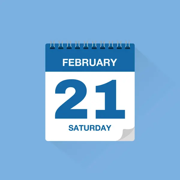 21 Şubat tarihli takvim. Gün takvimi simgesi vektörü, olay takvimi anımsatıcı, iş toplantısı takvimi tarih işareti, son tarih şablonu, randevu tarihi sembolü, sayfa takvim planlayıcısı imzası.