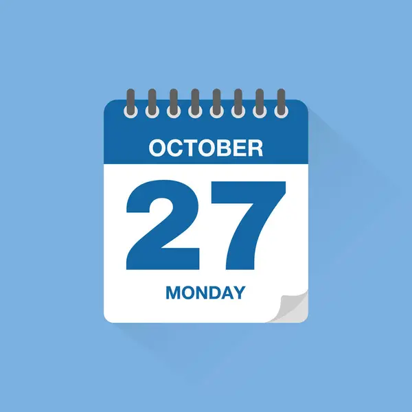 Tarihi 27 Ekim olan günlük takvim. Takvim simgesi vektörü. Olay takvimi anımsatıcı, iş toplantısı takvimi tarih işareti, randevu tarihi sembolü, sayfa takvimi planlayıcısı işareti, son tarih şablonu.