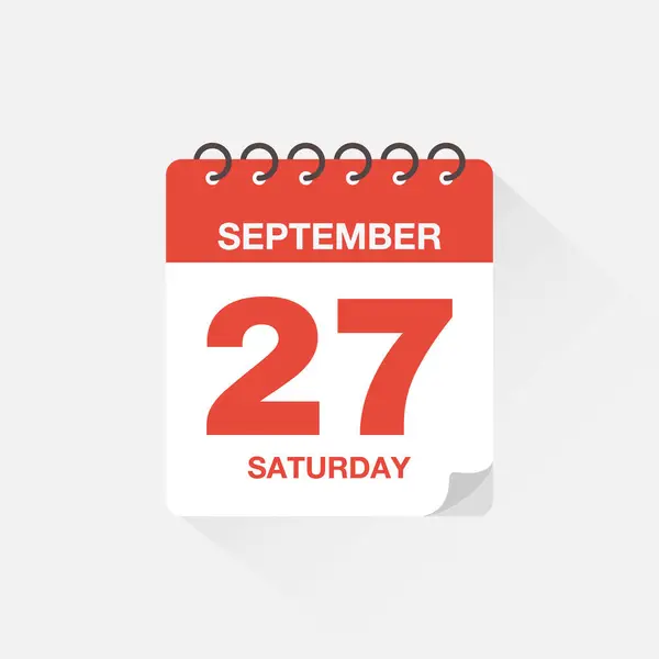 Tarihi 27 Eylül olan günlük takvim. Takvim simgesi vektörü. Olay takvimi anımsatıcı, iş toplantısı takvimi tarih işareti, randevu tarihi sembolü, sayfa takvimi planlayıcısı işareti, son tarih şablonu.