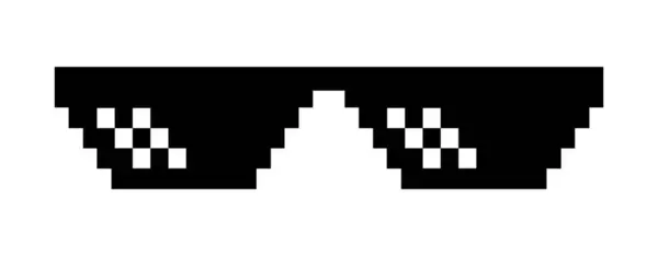 Piksel sanat gölgeleri güzel haydut gözlükleri, gerçek 3D siyah pixelated katil gözlüğü ikonu, 8-bit cani yaşam gözlüğü taklit şablonu şeffaf arka planda izole edilmiş, vektör çizimi.