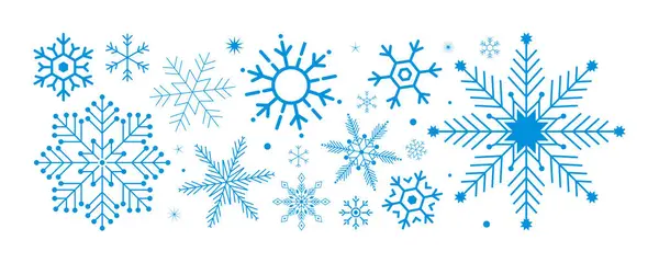 Kar taneleri, kar tanesi vektör simgesi farklı varyasyonlarda, Noel kar taneleri kış şablonu, mavi kar tanesi simgeleri seti, vektör çizimi kar taneleri sembolleri beyaz arkaplanda izole edilmiş