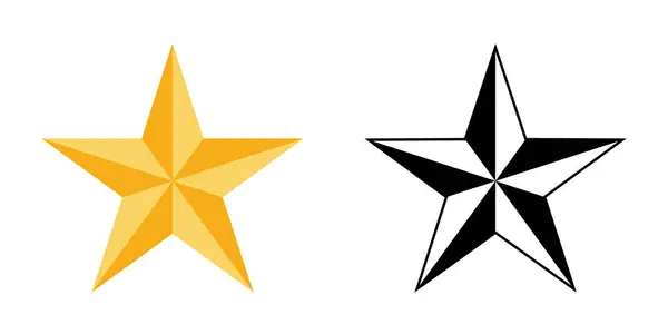 Yıldız vektör simgesi ayarlandı. Yeni yıl, Noel, kutlama, mevsimsel etkinlikler ve yaratıcı sanat eserleri için altın ve siyah tek yıldızlı daire tasarımı. Siluet yalnız yıldız simgesi beyaz arkaplanda izole edildi