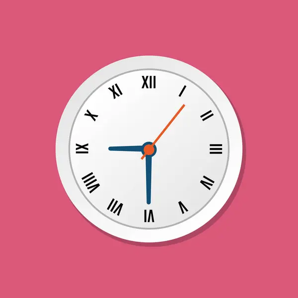 Duvar saati ikonu vektörü, saat yüz tasarımı düz stil, saat işareti, zamanlayıcı izole edilmiş sembol, ofis saati klipsi sanatı, web, uygulama ve yaratıcı projeler için iş simgesi konsepti. Vektör illüstrasyonu.