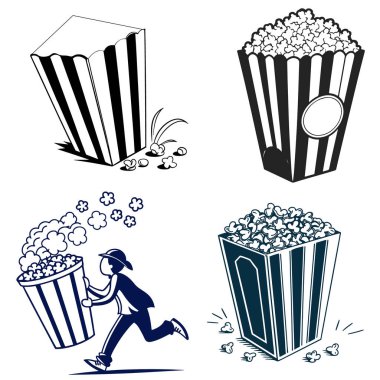 Patlamış mısır Kutusu Kara Siluet Vektör Clipart