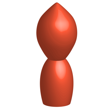 Bir dijital görüntüleme düz, parlak turuncu bir form iki bağlı, yuvarlak bölümler bir çift küre veya kum saati şekli gibi siyah bir arka plan karşı.