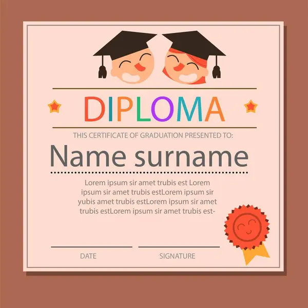 stock vector Flat graduation certificate for kids vector image