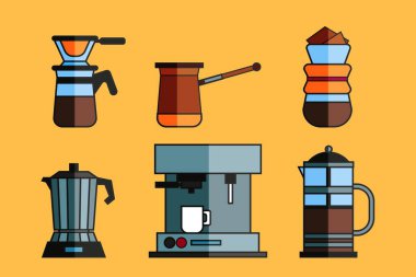 Kahve demleme yöntemleri vektör resmi koleksiyonu