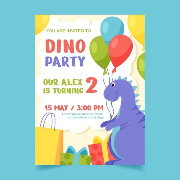 stock vector Hand drawn dinosaur birthday invitation template vector image