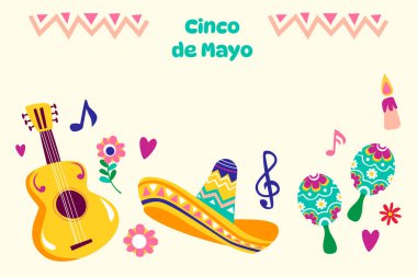 Cinco de mayonez kutlama vektörü görüntüsü için düz arkaplan