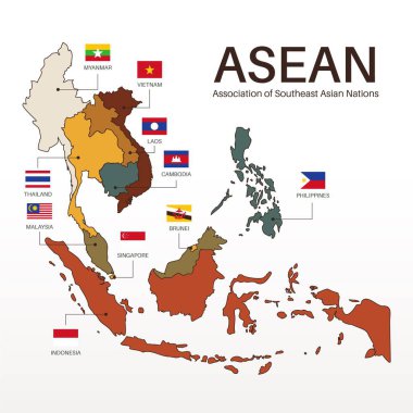 Asean harita illüstrasyon vektör resmi