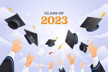 2023 mezuniyet vektör resmi sınıfı için dereceli arkaplan