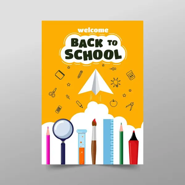 stock vector Flat back to school vertical poster template vector image