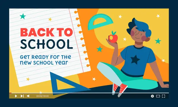 stock vector Flat back to school youtube thumbnail vector image