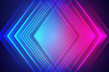 Geometrik şekiller neon ışıkları arkaplan vektör görüntüsü