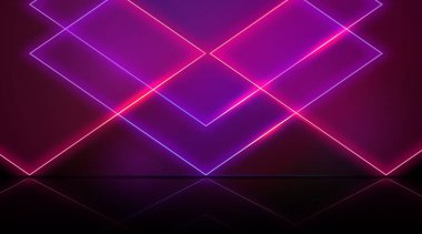 Geometrik şekiller neon ışıkları arkaplan temalı vektör görüntüsü