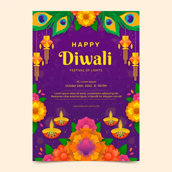 stock vector Gradient vertical flyer template for diwali celebration vector image