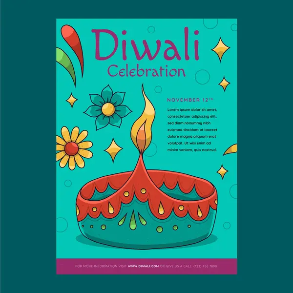 stock vector Hand drawn vertical poster template for hindu diwali festival celebration vector image