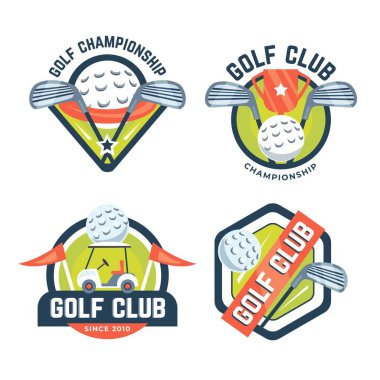 Detaylı golf logosu koleksiyonu vektör görüntüsü