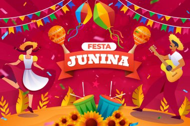 Gradyan festas juninas arkaplan vektör resmi