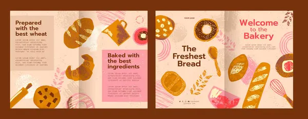 stock vector Hand drawn texture bakery shop brochure vector image