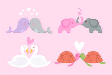 Cute valentine's day animal couple vector image