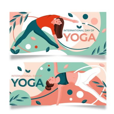 International day of yoga body balance banner vector image