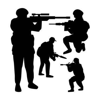 Flat design soldier silhouette vector image