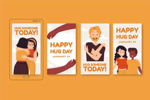 stock vector Hand drawn flat hug day instagram stories collection vector image