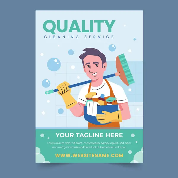 stock vector Hand drawn flat design cleaning service flyer vector image