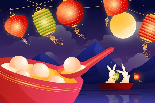 stock vector Gradient lantern festival background vector image