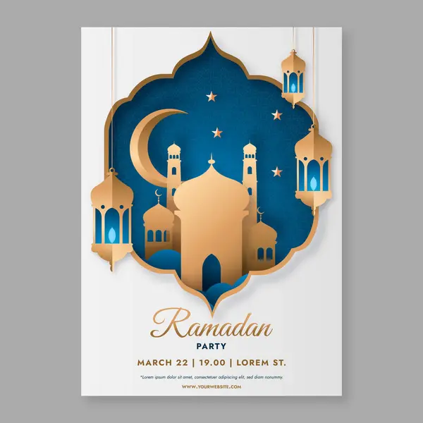 stock vector Paper style ramadan celebration vertical poster template vector image