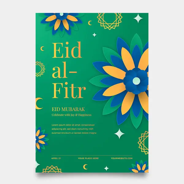 Stock vector Paper style vertical poster template for islamic eid al-fitr celebration vector image