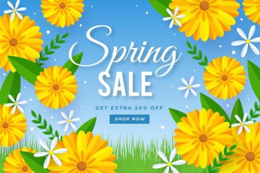 Flat lovely spring sale background vector image clipart