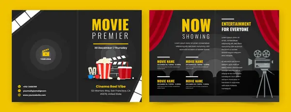 stock vector Flat brochure template for movie premiere event vector image