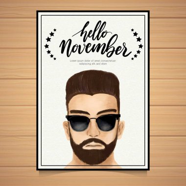 Güneş gözlüğü vektör görüntüsü takan hipster ile hareketli poster şablonu