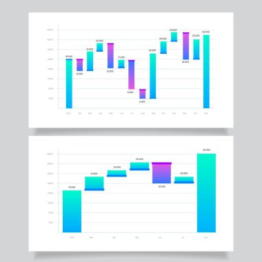 Gradyan şelale grafik koleksiyonu vektör resmi