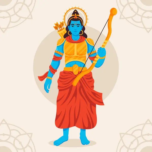 stock vector Lord rama holding a bow in hand vector image