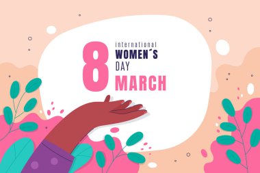 Düz uluslararası kadın günü arka plan vektör görüntüsü